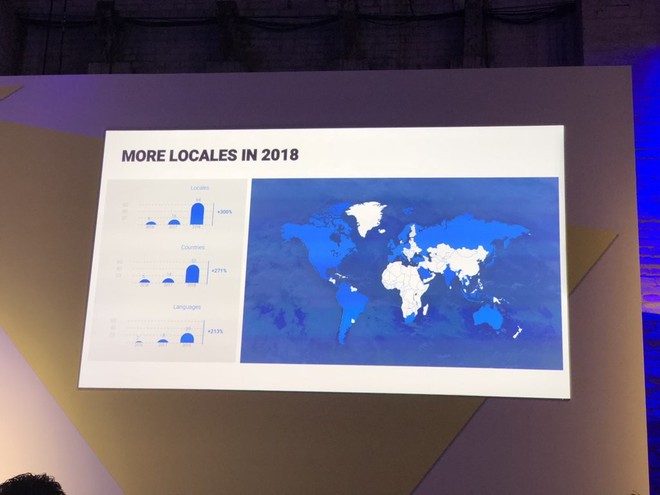  Bản đồ các quốc gia Google Assistant sẽ phủ sóng trong năm 2018 ( màu xanh là được hỗ trợ) 