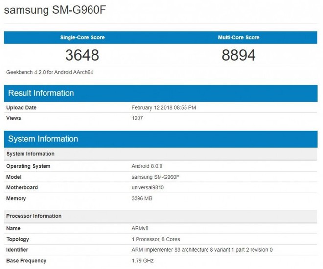  Điểm Galaxy S9 bản Exynos 9810 