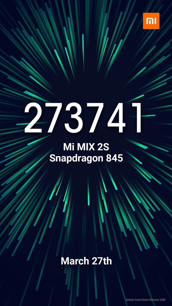 Xiaomi xác nhận Mi MIX 2S sẽ ra mắt vào ngày 27/3, trang bị Snapdragon 845 với điểm AnTuTu lên tới 272.741 - Ảnh 1.