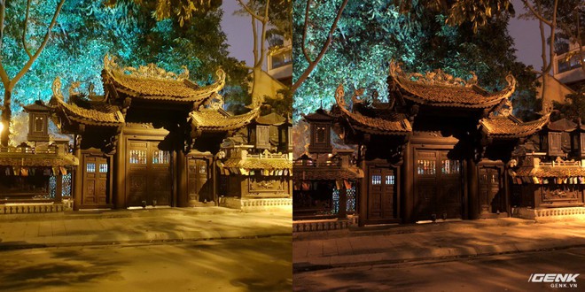  Khẩu độ ống kính f/1.5 cho phép Galaxy S9 (trái) chụp ra ảnh sáng hơn so với iPhone X (phải). 