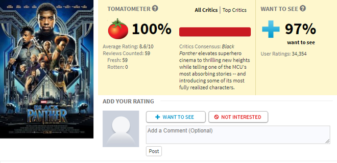 Dù bị fan DC lăm le dìm hàng, Black Panther vẫn làm nên điều không tưởng: 100% đánh giá tích cực trên Rotten Tomatoes - Ảnh 1.