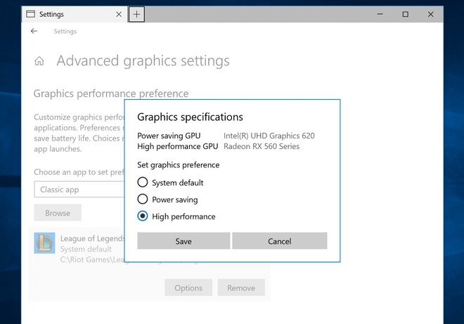  Windows có thể tự động quyết định card đồ họa thích hợp cho mỗi tác vụ cụ thể. 