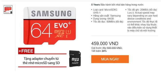  Một chiếc thẻ nhớ 64GB loại xịn có giá chỉ vài trăm ngàn đồng... 