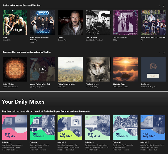Hãy kiên nhẫn, bởi chỉ qua vài ngày là Spotify sẽ điều chỉnh các nội dung giới thiệu để phù hợp với bạn hơn.