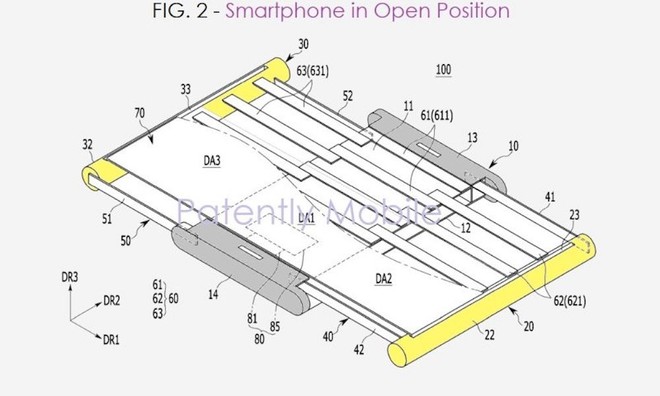 Lộ bằng sáng chế mới về smartphone có thể kéo rộng màn hình của Samsung - Ảnh 1.