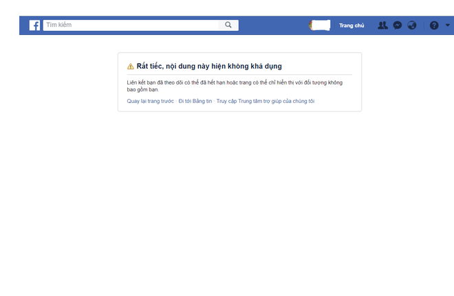  Link dẫn tới tính năng Load Page đã bị Facebook vô hiệu hóa, không thể truy cập vào 