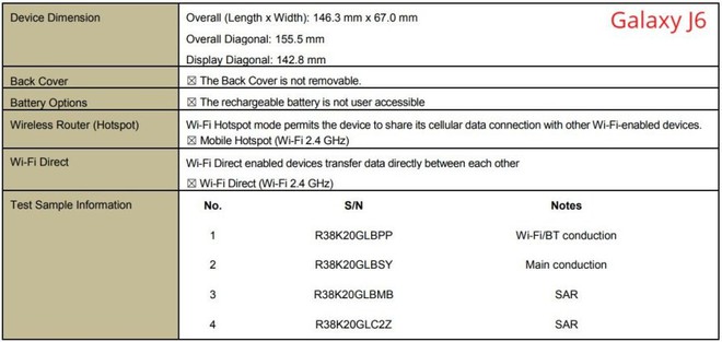 Smartphone Galaxy J4 và Galaxy J6 của Samsung được FCC phê duyệt, giá dưới 200 USD - Ảnh 2.