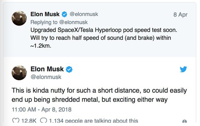  Các tweet của Elon Musk về Hyperloop 