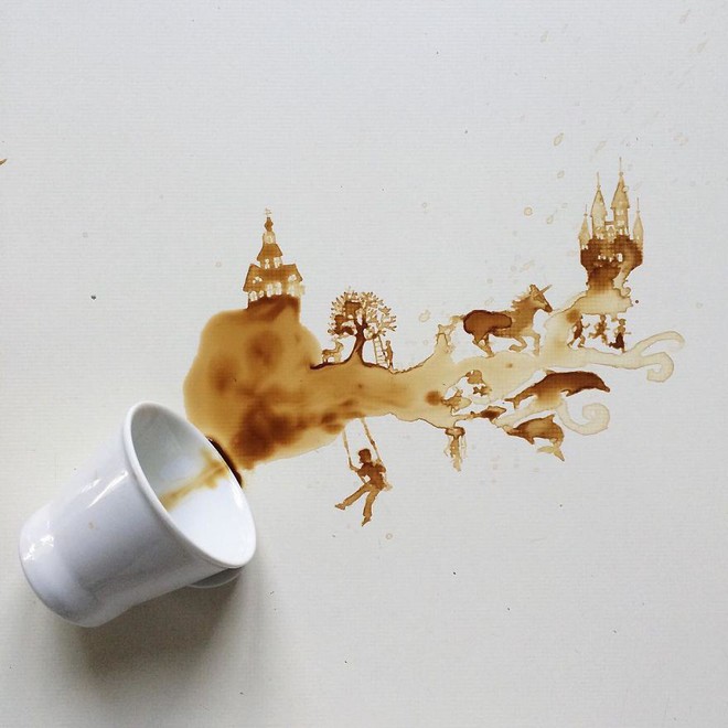 Chỉ bằng những giọt trà/cà phê đổ, cô gái này đã tạo ra những bức tranh tuyệt đẹp - Ảnh 11.