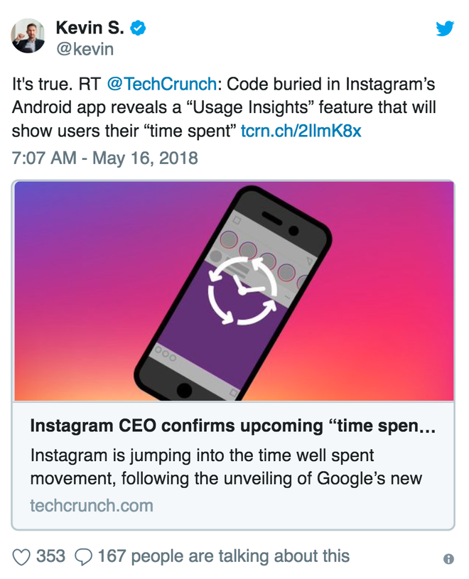  Bài tweet xác nhận của CEO Kevin Systrom 