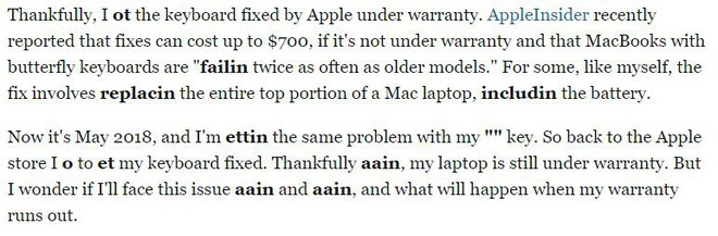 Tưởng là sai chính tả nhưng không, bài viết này của Business Insider cho chúng ta thấy bàn phím MacBook Pro mới tệ như thế nào - Ảnh 3.