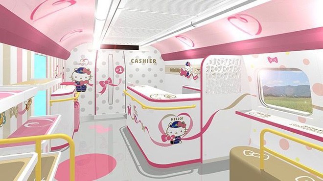 Nhật Bản ra mắt tàu siêu tốc theo phong cách Hello Kitty, dự kiến đi vào hoạt động từ cuối tháng 6 - Ảnh 1.