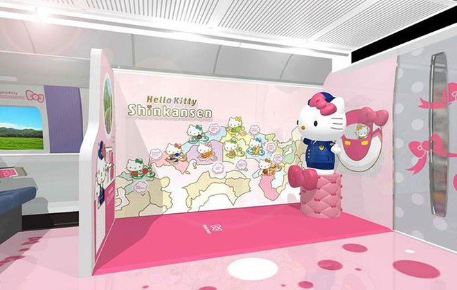 Nhật Bản ra mắt tàu siêu tốc theo phong cách Hello Kitty, dự kiến đi vào hoạt động từ cuối tháng 6 - Ảnh 2.