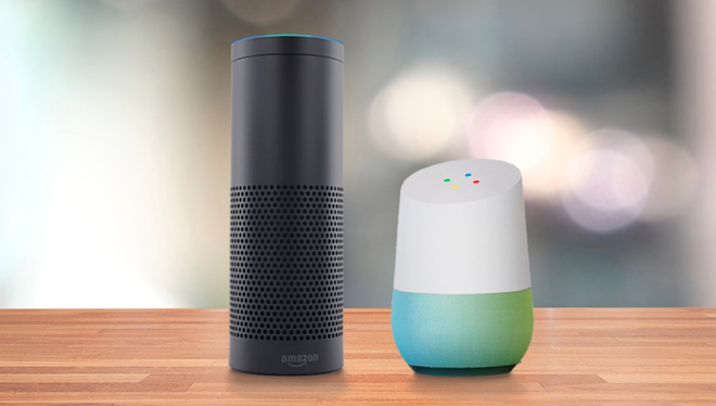  Amazon Echo (trái) và Google Home (phải) 