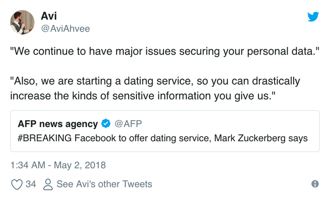 Dịch vụ hẹn hò mới được công bố của Facebook bỗng dưng trở thành trò đùa cho cộng đồng mạng - Ảnh 2.