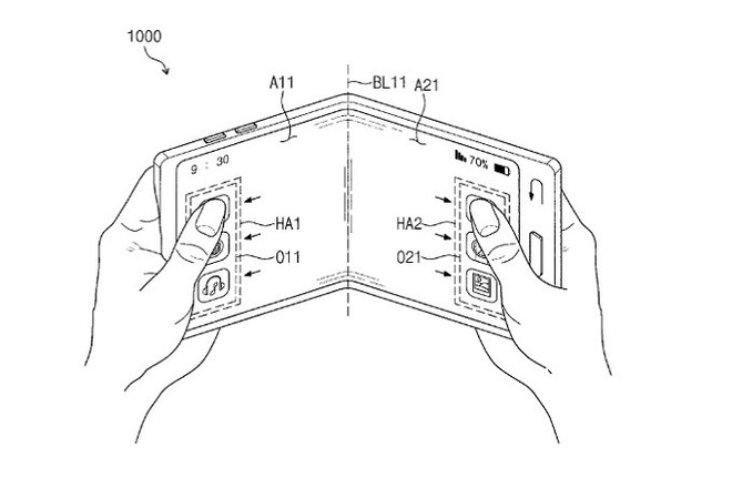 Samsung nhận bằng sáng chế cho smartphone có thể gập với màn hình trong suốt - Ảnh 1.