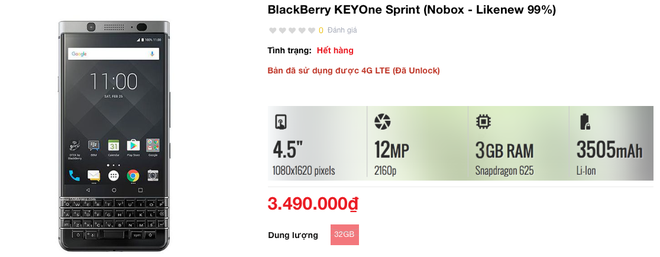 BlackBerry KEYone bản khóa mạng tràn về VN, giá lên xuống từng ngày như bitcoin - Ảnh 2.