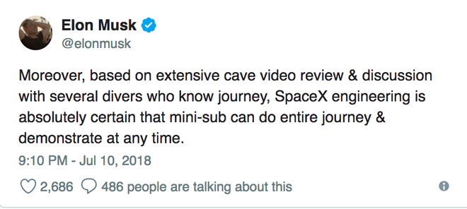 Chiếc tàu ngầm trẻ em dùng để giải cứu đội bóng Thái bị chê là không thực tiễn, Elon Musk lập tức nổi cơn tam bành trên Twitter - Ảnh 2.