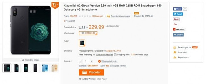 Xiaomi Mi A2 lộ diện trên trang web thương mại điện tử trước ngày ra mắt, giá bán từ 229 USD - Ảnh 2.