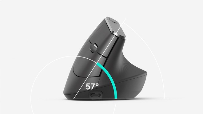Logitech công bố chuột MX Vertical: nghiêng 57 độ so với bàn di chuột, giảm áp lực cổ tay, chống đau cẳng tay - Ảnh 1.