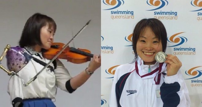 Ngả mũ thán phục trước nữ VĐV khuyết tật Nhật chơi đàn violon bằng cánh tay giả - Ảnh 1.