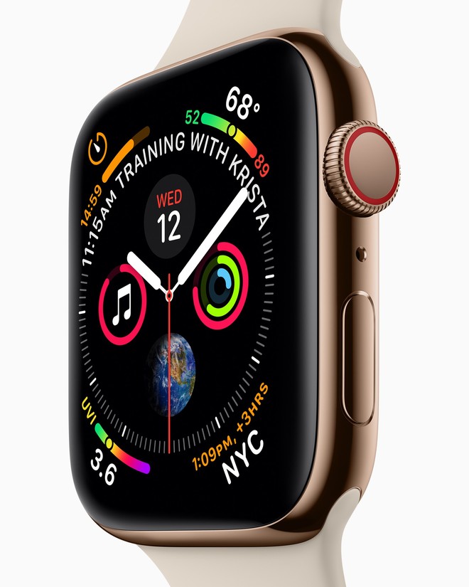 Apple Watch Series 4 ra mắt: Màn hình OLED lớn hơn 35%, hình nền động nhả khói, vẽ điện tâm đồ, phát hiện ngã nhưng pin y như cũ - Ảnh 2.