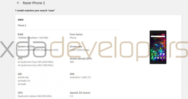 Cấu hình của Razer Phone 2 có thể sẽ gây thất vọng: Vẫn là Snapdragon 835, 8GB RAM và màn hình cũ - Ảnh 2.