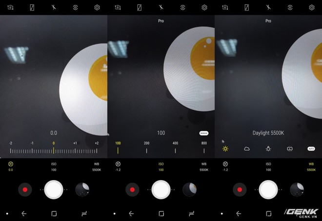  Chế độ chụp Pro của Galaxy A8 2018 chỉ cho tùy chỉnh 3 thông số cơ bản nhất của ảnh. 