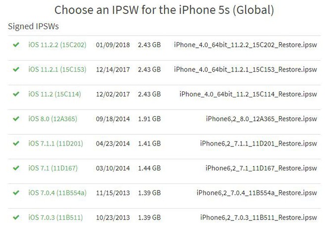 iPhone 5S và 5C có thể hạ xuống iOS 7.0.3