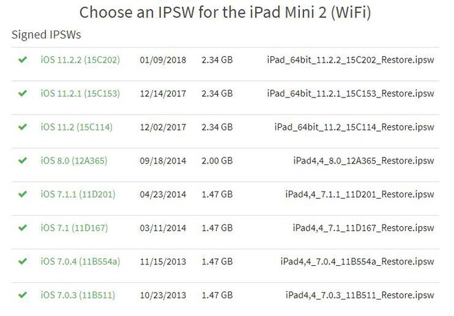 
Đối với iPad Mini 2 thì là iOS 7.0.3.
