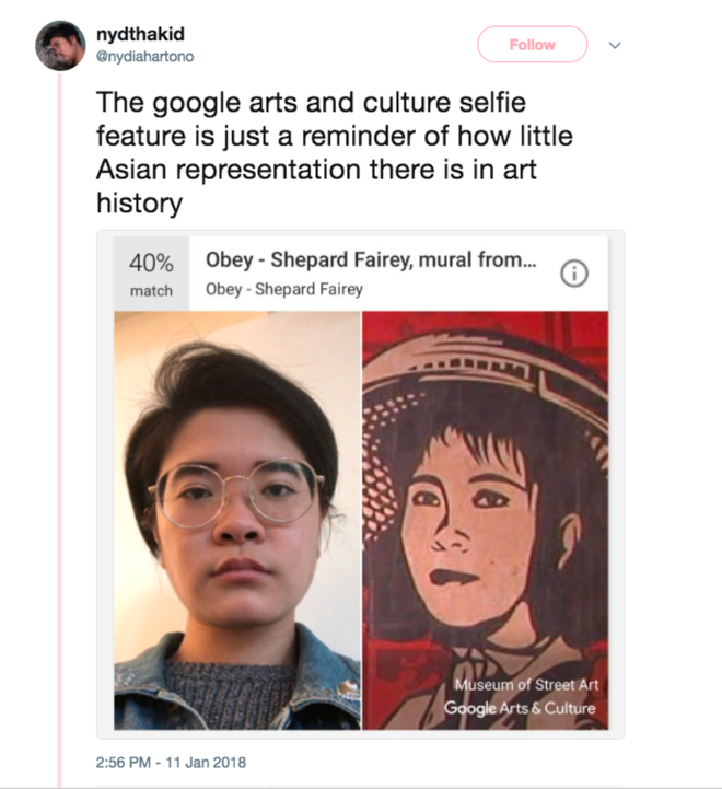  Ứng dụng selfie của Google Arts & Cultre là một lời nhắc nhở rằng người châu Á có ít hiện diện trong lịch sử nghệ thuật. 