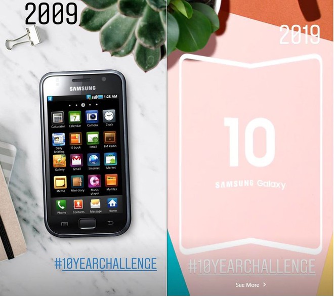Hưởng ứng phong trào #10YearChallenge, Samsung quảng cáo chiếc smartphone màn hình gập sắp tới - Ảnh 1.