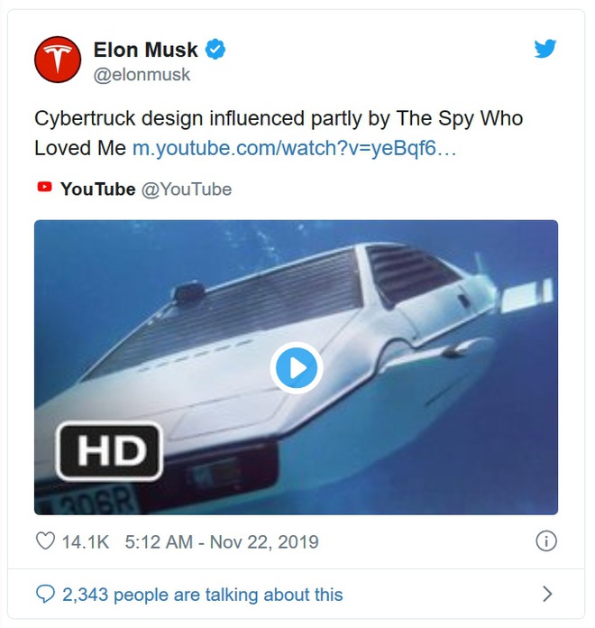 Cybertruck được lấy cảm hứng từ chiếc xe của James Bond năm 1977, Elon Musk đã mua vào năm 2013 - Ảnh 1.