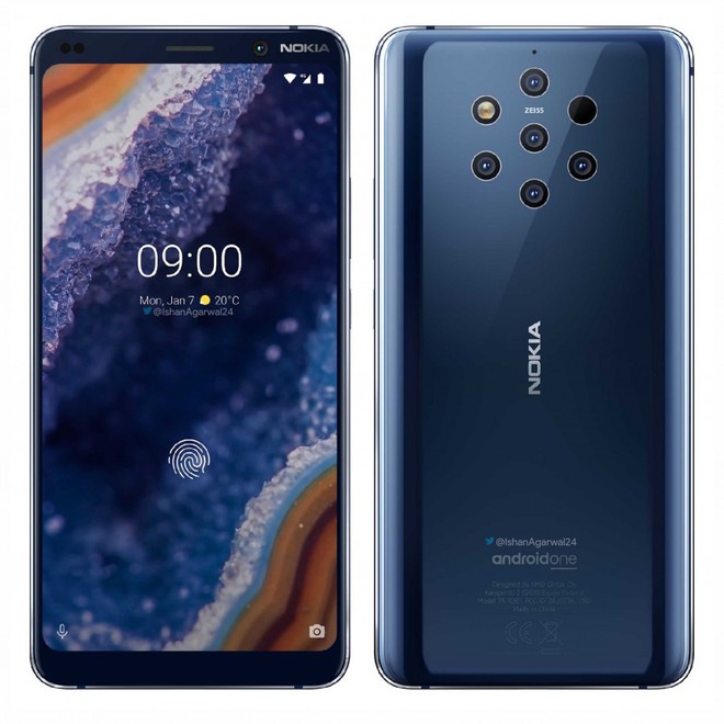 Nokia 9 PureView lộ thiết kế chính thức, mặt lưng kính cong, 5 camera sau xếp thành hình lục giác, có cảm biến vân tay dưới màn hình - Ảnh 3.