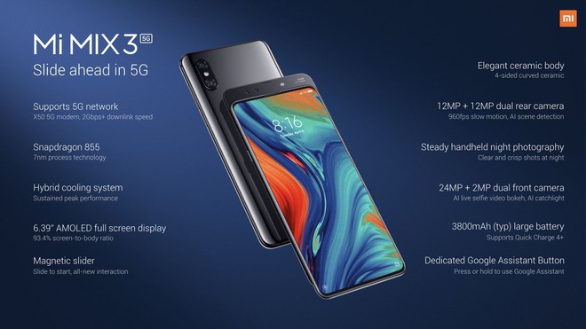 [MWC 2019] Xiaomi công bố phiên bản 5G của flagship Mi Mix 3 với camera trượt - Ảnh 2.