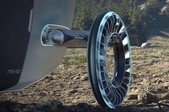Độc đáo ý tưởng lốp xe kiêm cánh quạt, vừa là bánh xe đi trên mặt đất nhưng cũng có thể biến thành cánh quạt khi bay - Ảnh 1.