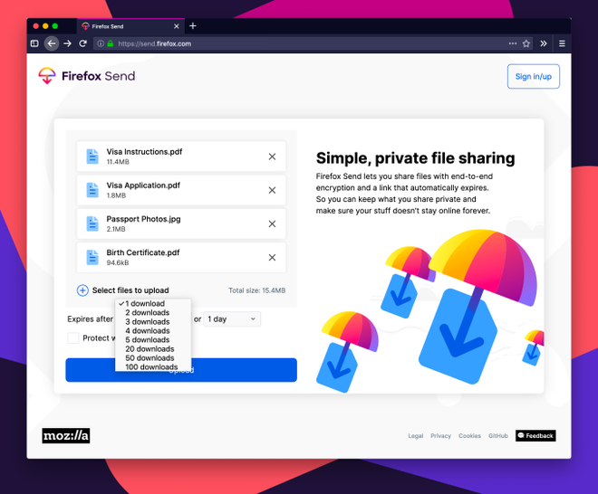 Firefox chính thức ra mắt dịch vụ chuyển file miễn phí có tên Send, cho phép chia sẻ đến 2,5 GB - Ảnh 2.
