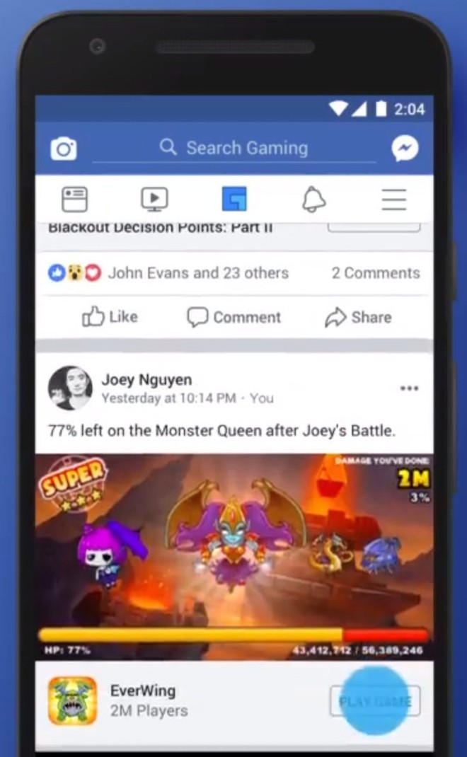 Facebook bổ sung thêm tab Gaming vào ứng dụng trên smartphone, hy vọng có thể lôi kéo người dùng - Ảnh 2.