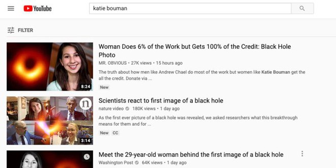 Thuật toán của YouTube đã tiếp tay cho những kẻ theo thuyết âm mưu chỉ trích người chụp ảnh hố đen - Ảnh 1.