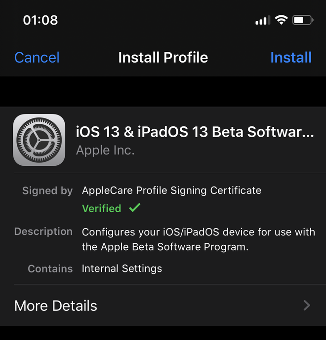 Hướng dẫn cài đặt iOS 13 & iPadOS 13 Beta bằng profile chính chủ của Apple, không cần đến máy tính - Ảnh 1.