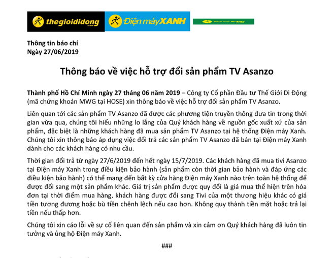 Nhà bán lẻ Việt thu hồi TV Asanzo, hỗ trợ đổi sang TV thương hiệu khác - Ảnh 4.