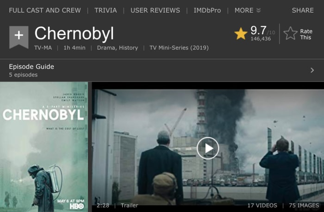 Chernobyl: Khúc ca bi tráng về thảm họa hạt nhân trở thành TV series có điểm số IMDb cao nhất mọi thời đại - Ảnh 1.