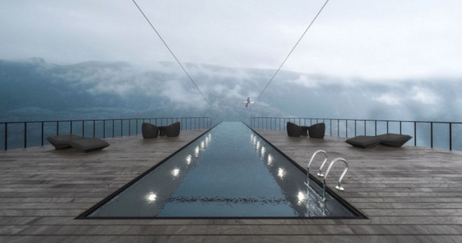 Độc đáo ý tưởng khách sạn xây dựng sát vách núi với hồ bơi vô cực kéo dài ngoài mỏm đá - Ảnh 2.