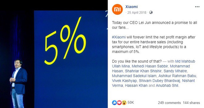 Từng hứa Không bao giờ thu lãi quá 5% từ phần cứng, nay Xiaomi không còn công bố con số này nữa - Ảnh 1.