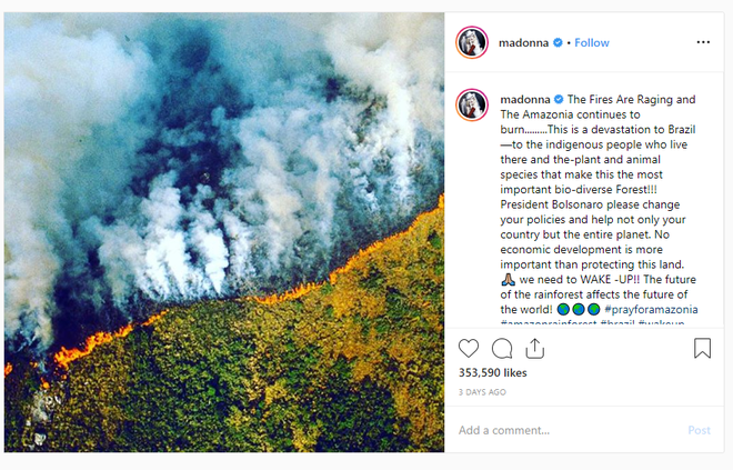 Hàng loạt sao cầu nguyện cho rừng Amazon, nhưng lại share nhầm ảnh đám cháy ở chỗ khác, kể cả Ronaldo, Djokovic hay Madonna - Ảnh 6.