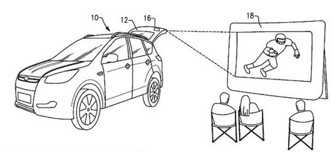 Ford mơ về ý tưởng lắp đặt máy chiếu phim trong lắp cốp xe, tiện lợi để giải trí khi đi du lịch và cắm trại - Ảnh 1.