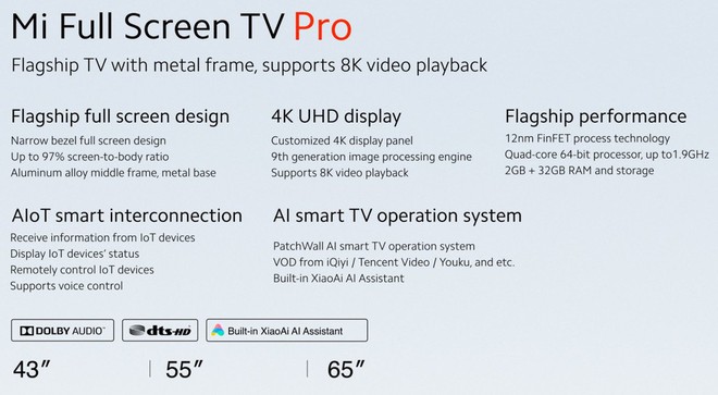Xiaomi ra mắt Mi TV Pro: Thiết kế tràn viền 97%, hỗ trợ độ phân giải 8K, giá bán chỉ từ 210 USD - Ảnh 3.