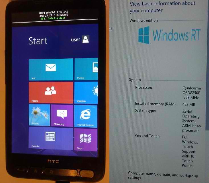 HTC HD2 đ&atilde; c&oacute; thể chạy Windows RT 1