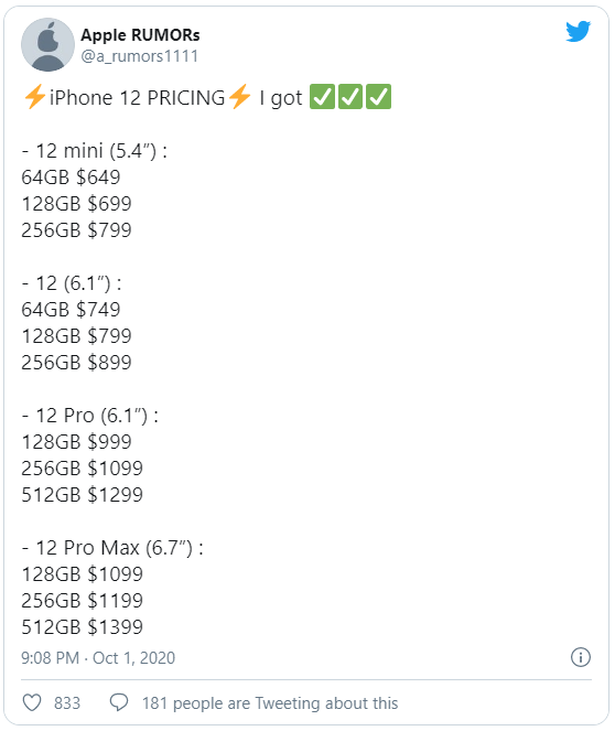 Lộ toàn bộ giá dòng iPhone 12 mới, mức giá thấp nhất sẽ khiến Samsung phải lo ngại - Ảnh 1.