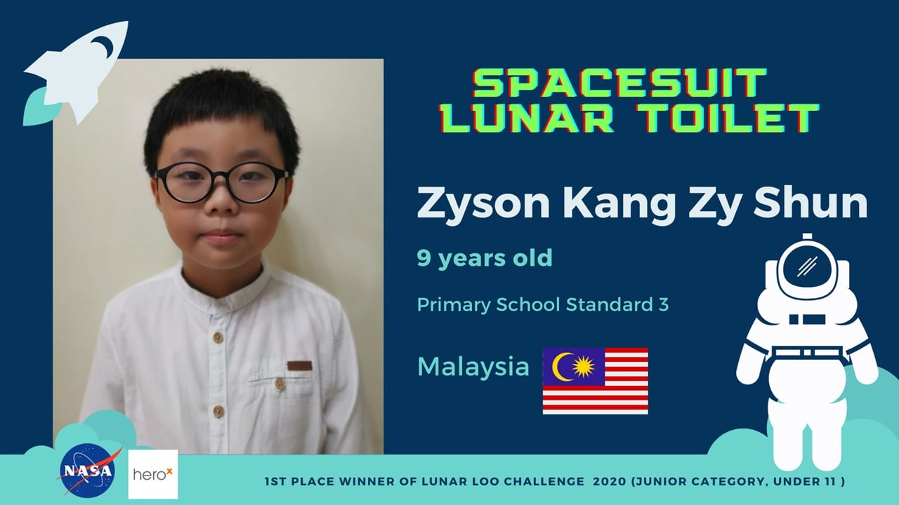 Cậu bé 9 tuổi người Malaysia chiến thắng cuộc thi thiết kế toilet trên Mặt trăng của NASA - Ảnh 1.